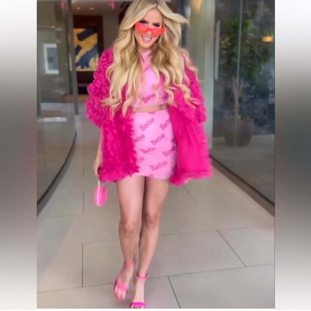 ZARA LIMITED EDITION FUCHSIA RUFFLE COAT KNIT DRESS - Picture 11 of 15